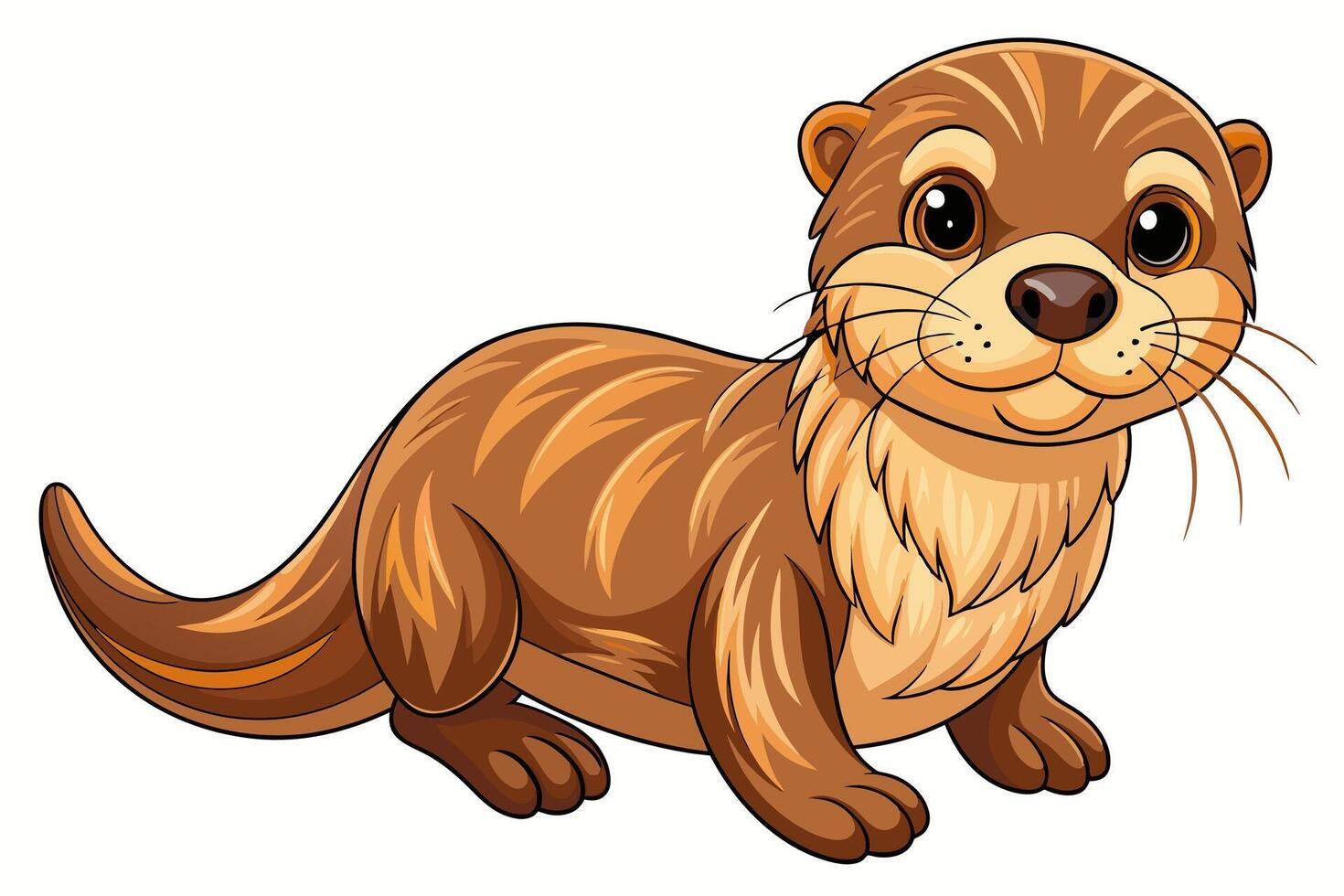 Cute cartoon sea otter isolated on white background. Concept of adorable marine animal illustration, minimalist style, playful otter. Print, element for design. vector