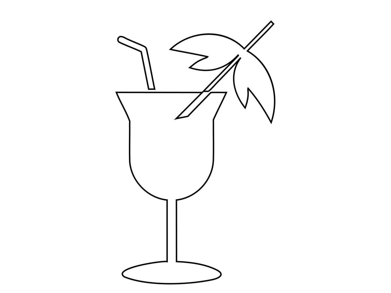 Outline design of tropical cocktails. Beach drinks. Black illustration isolated on white background. Print, logo, pictogram, design elements, coloring page. Concept of vacation, beach beverages vector