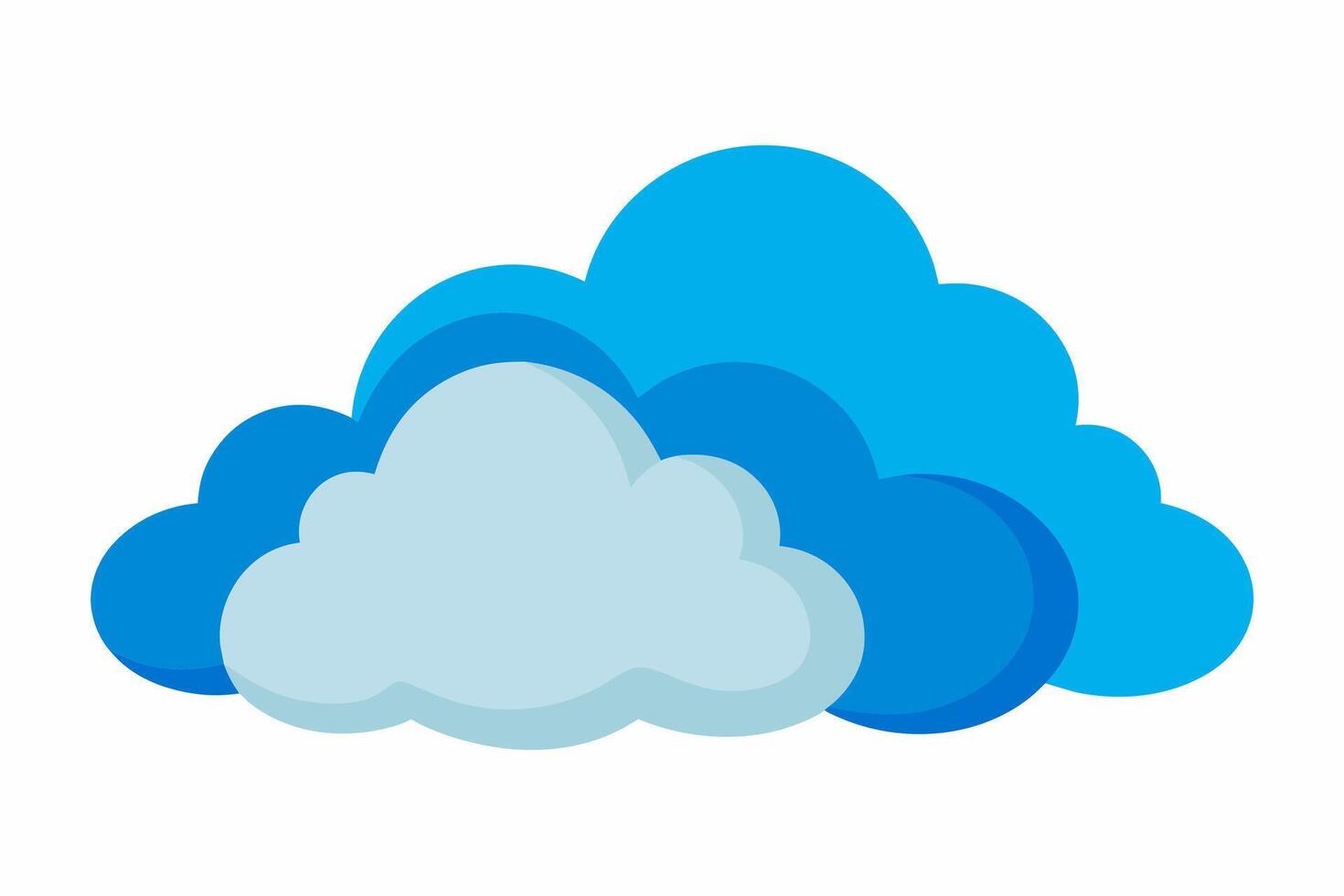 Cartoon blue cloud illustration with abstract design. Weather, sky, nature, art concept. Isolated on white background. vector