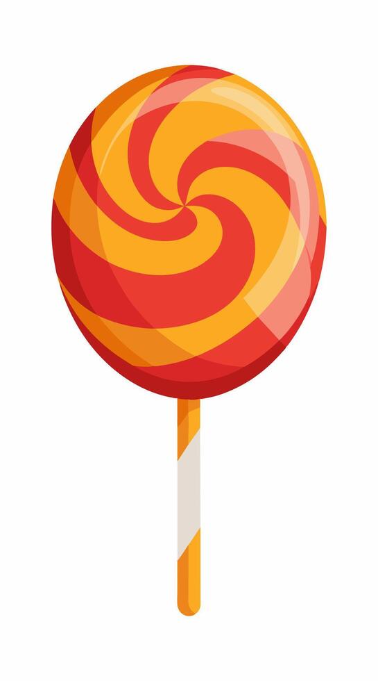 Colorful lollipop with a swirled pattern isolated on white background. Sweet candy in a minimalist style. Concept of confectionery, dessert. Print, design element vector
