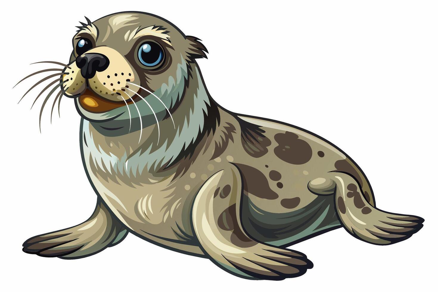 Cartoon illustration of a cute seal isolated on white background. concept of marine animal, playful sea creature, digital art, fun design for print and graphic elements. vector