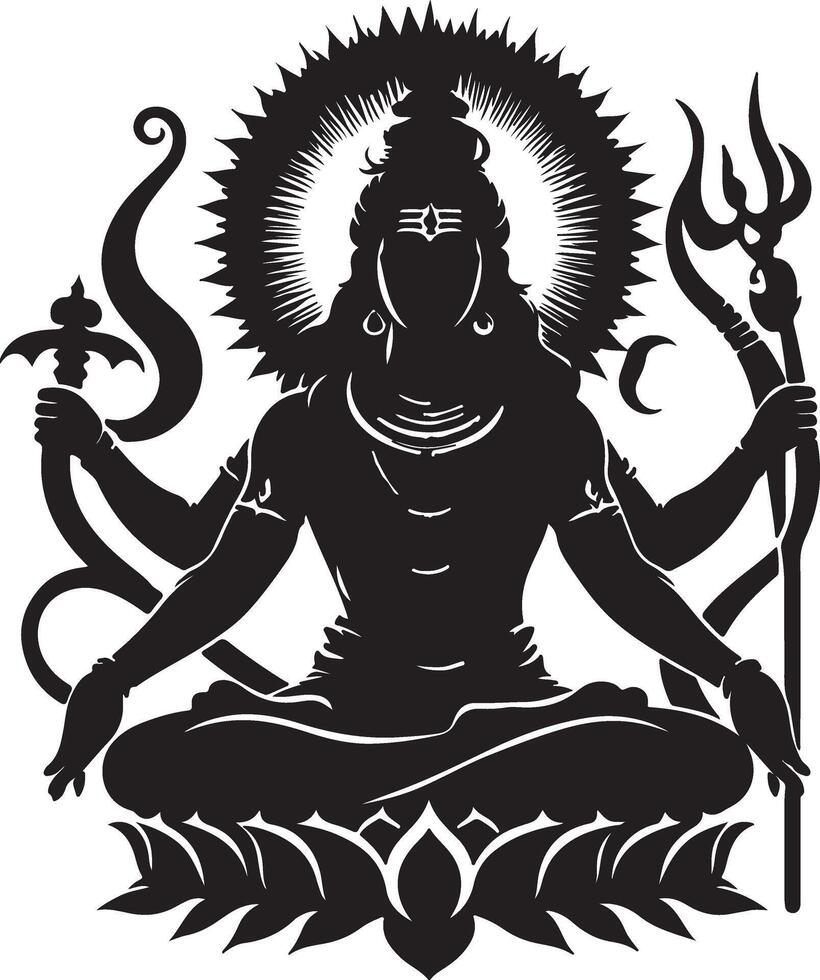 Lord Shiva face silhouette illustration vector