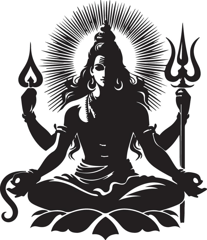 Lord Shiva face silhouette illustration vector