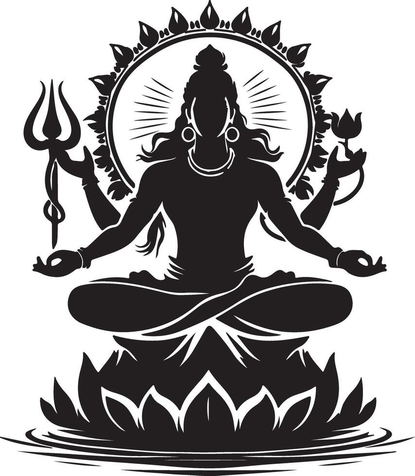 Lord Shiva face silhouette illustration vector