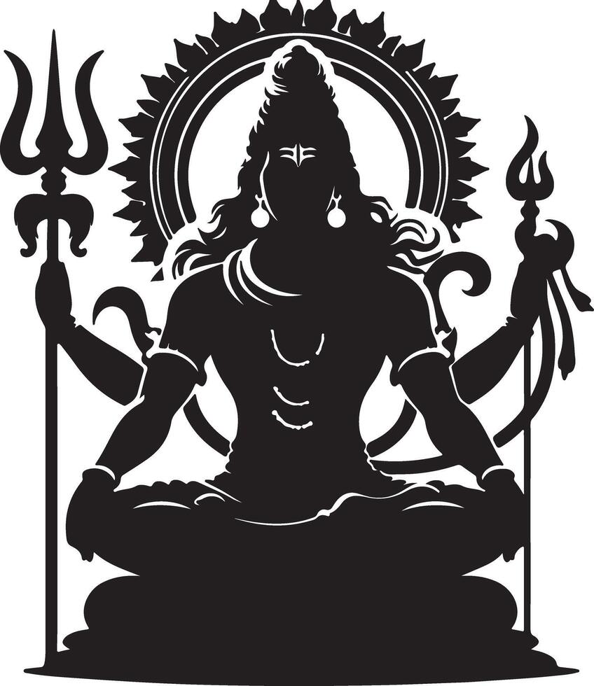 Lord Shiva face silhouette illustration vector
