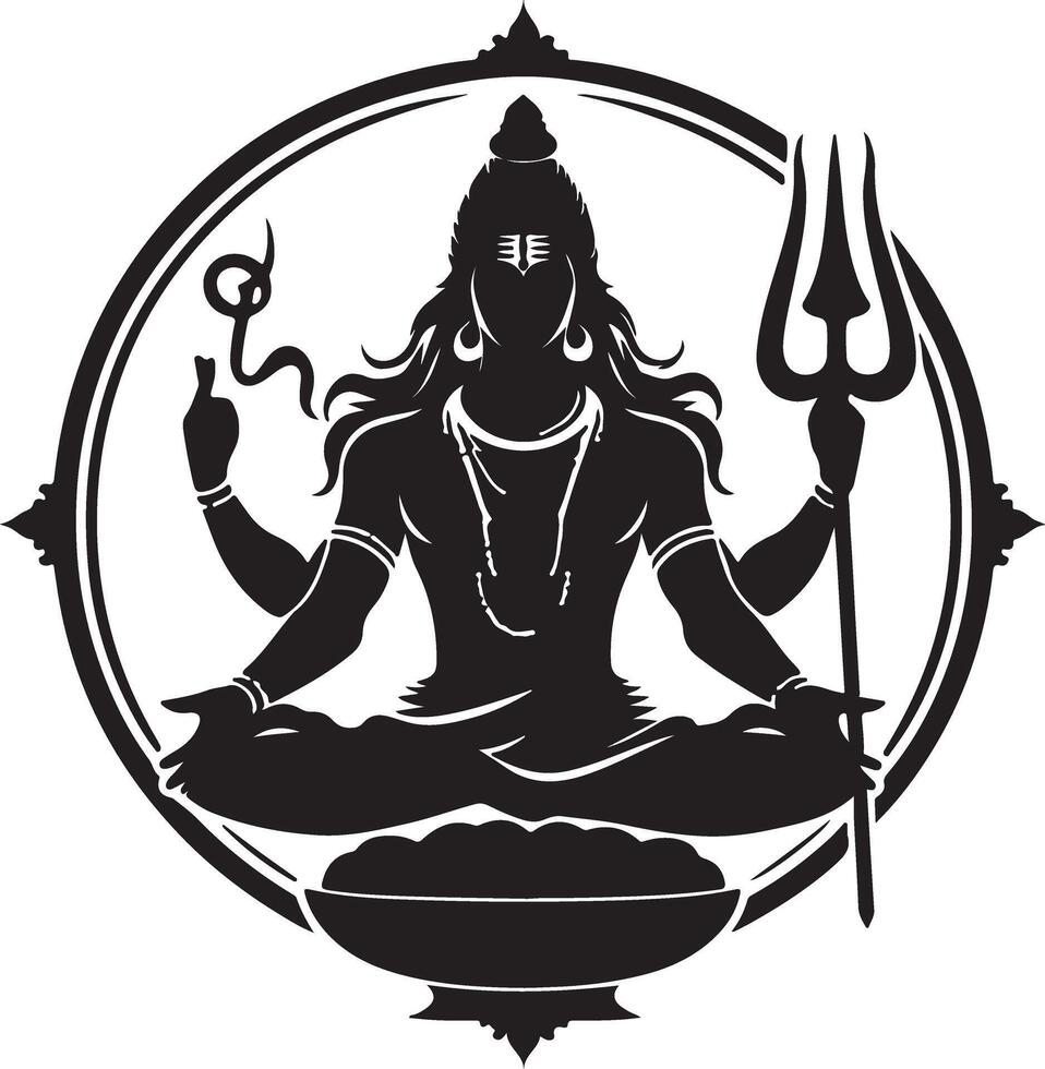 Lord Shiva face silhouette illustration vector