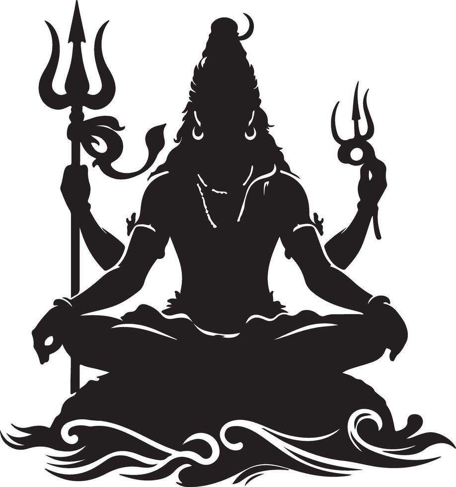 Lord Shiva face silhouette illustration vector
