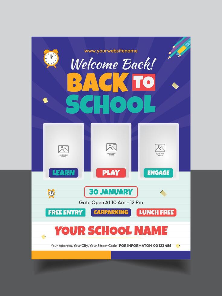 Back to school vertical flyer template vector