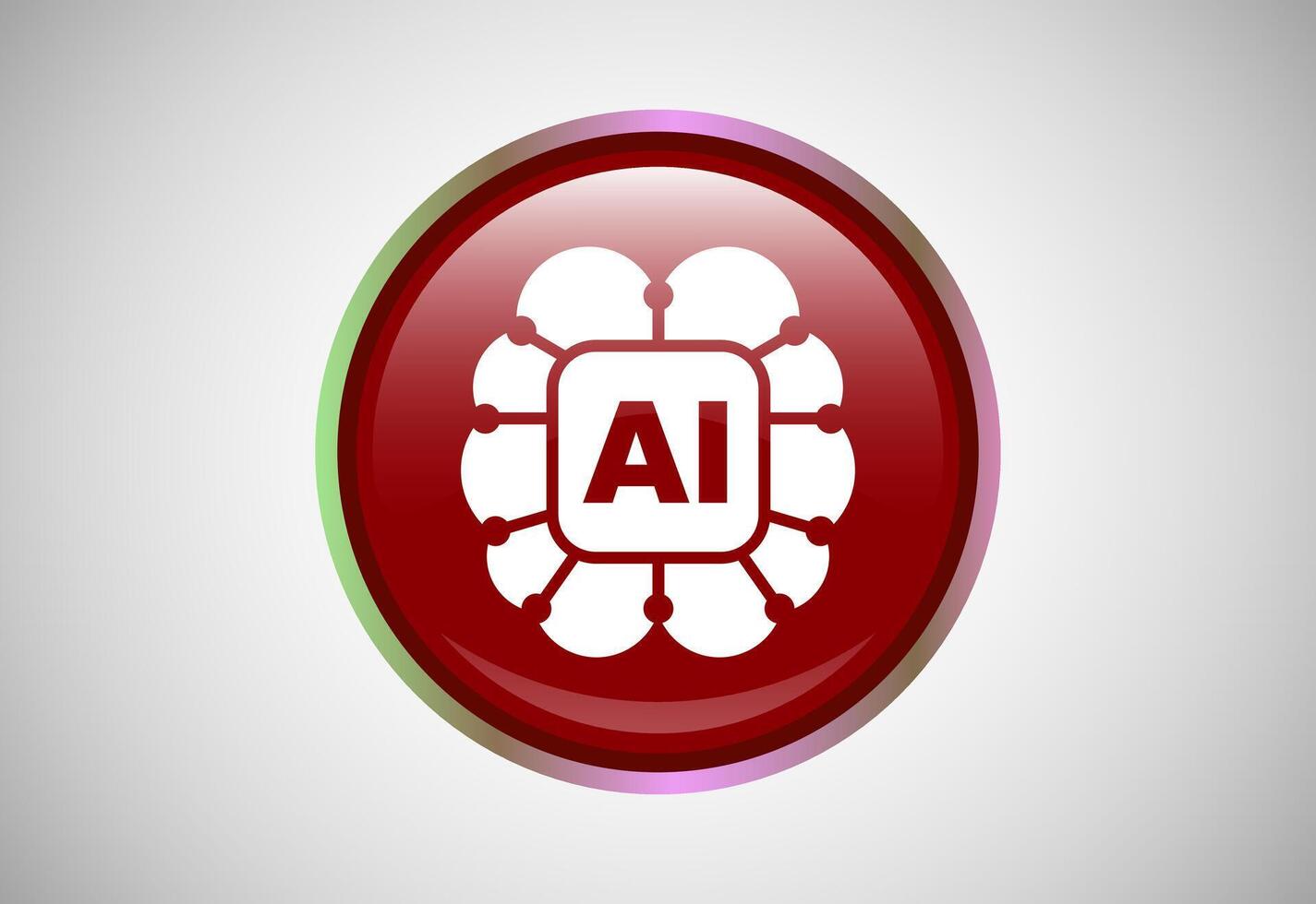Artificial Intelligence Icon Button For Mobile and Web vector