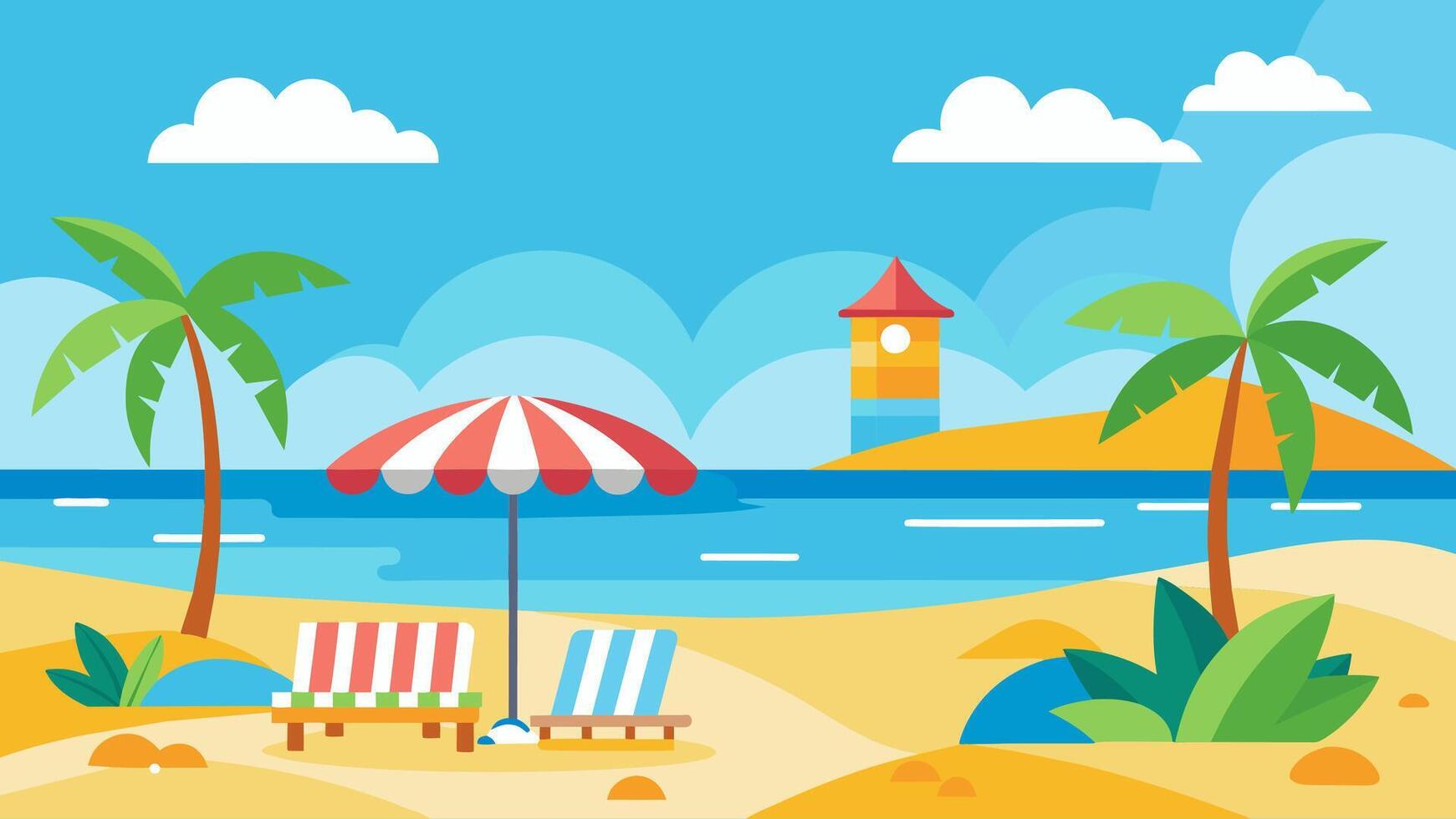 Summer beach scene banner design background vector