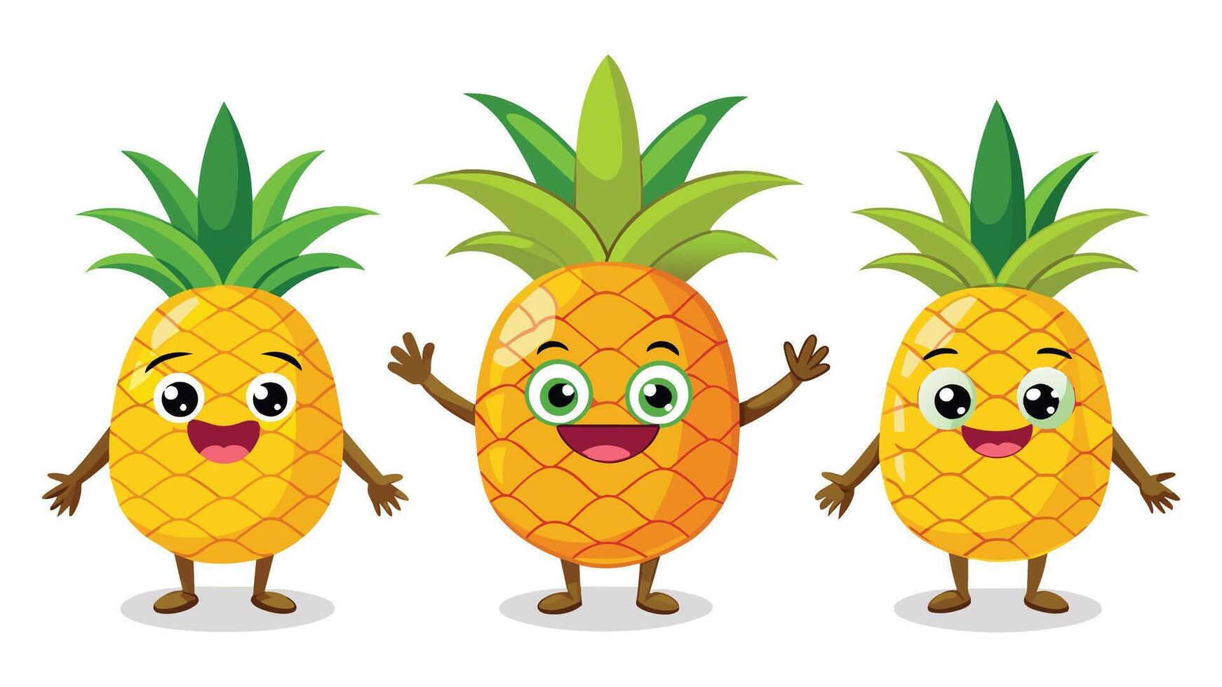 Big Set cute cartoon realistic fruits characters vector