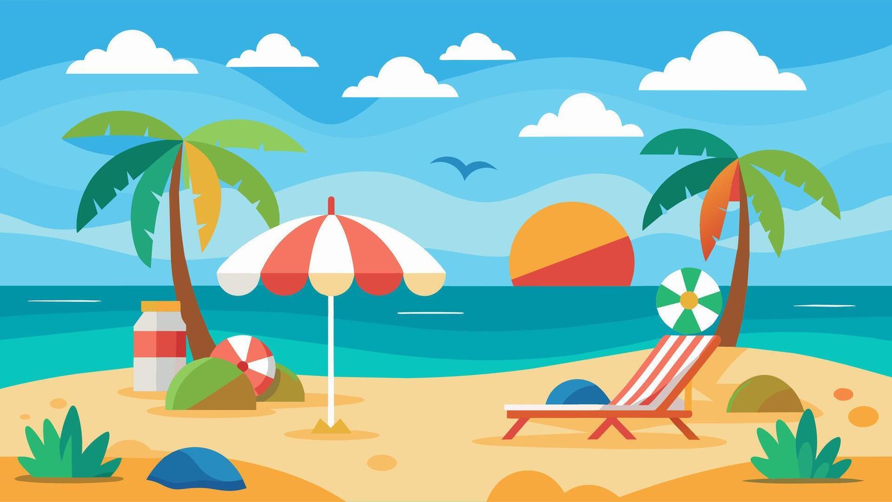Summer beach scene banner design background vector