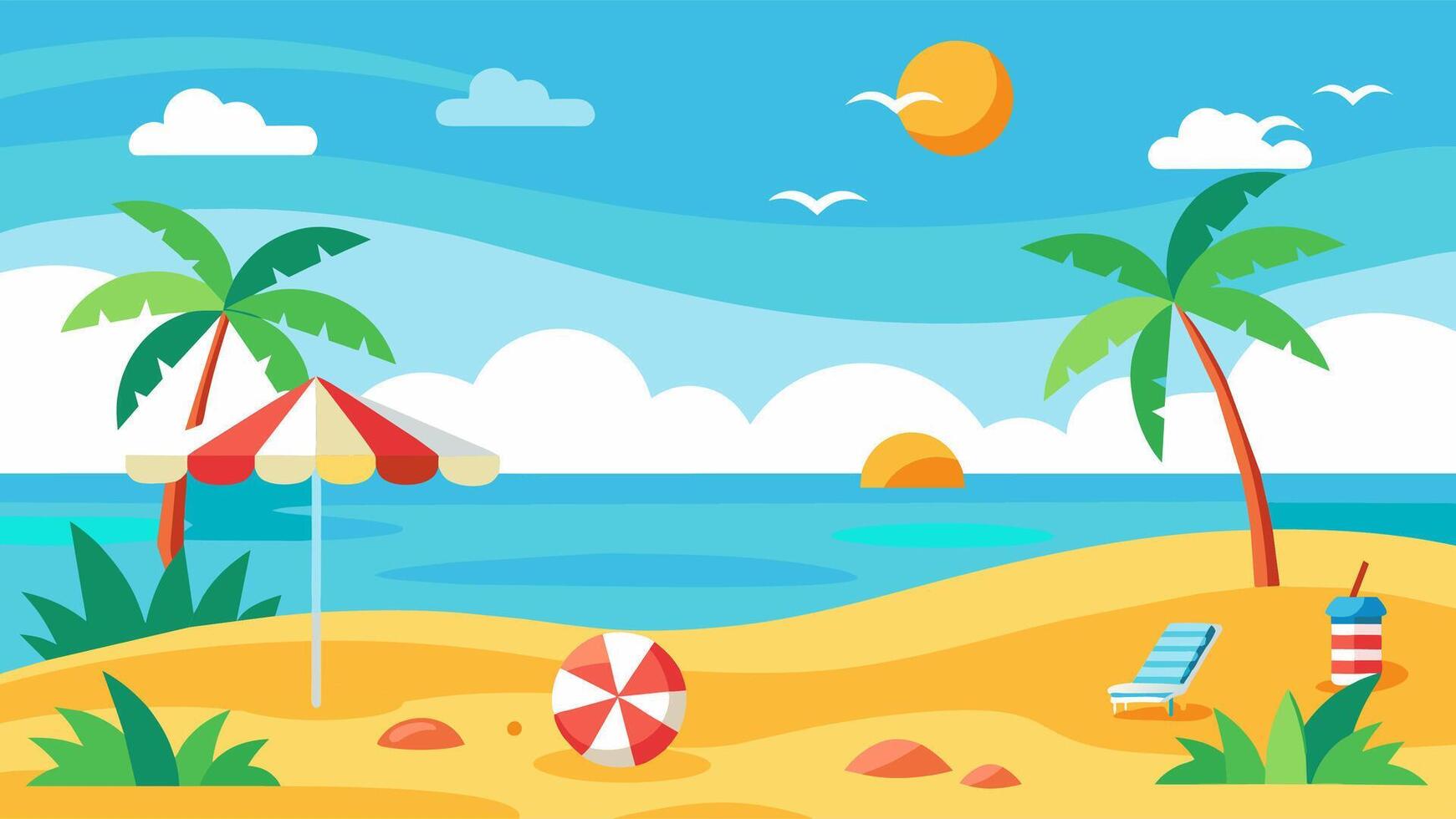 Summer beach scene banner design background vector