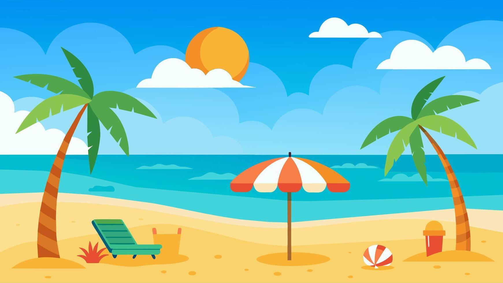 Summer beach scene banner design background vector