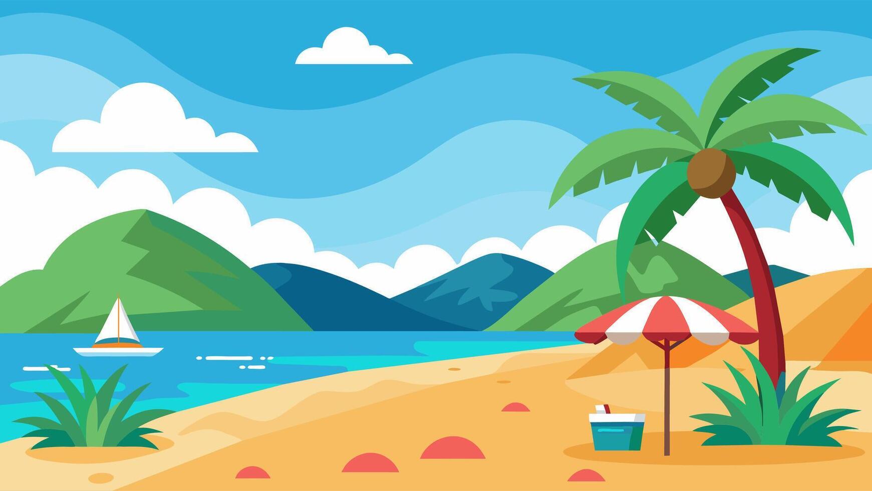 Summer beach scene banner design background vector