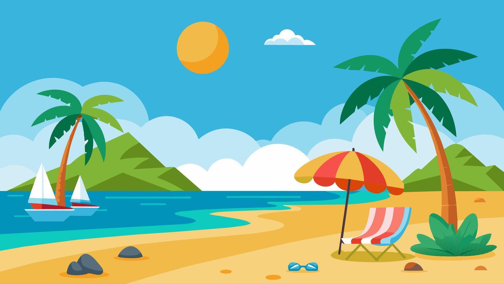 Summer beach scene banner design background vector