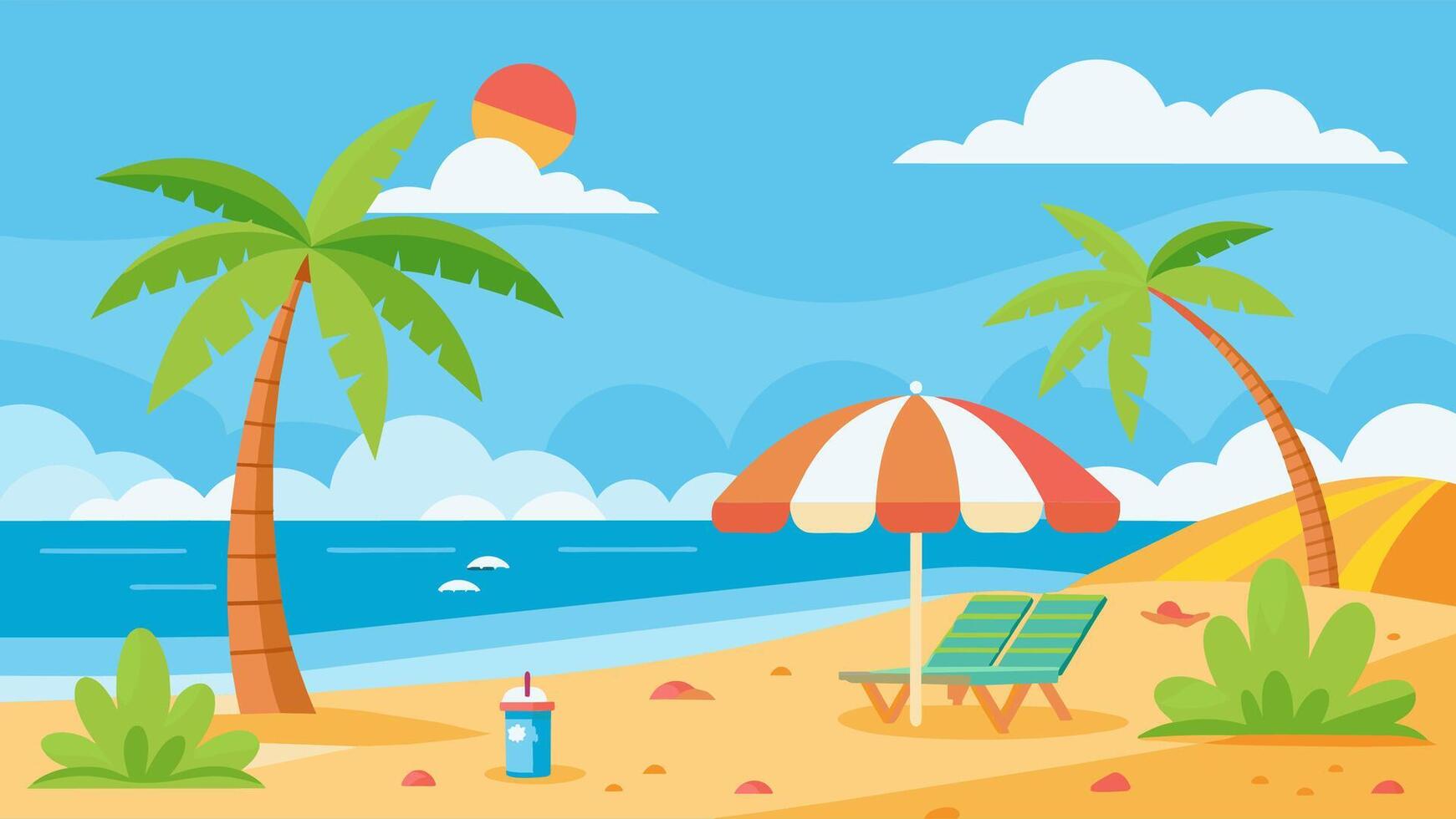 Summer beach scene banner design background vector