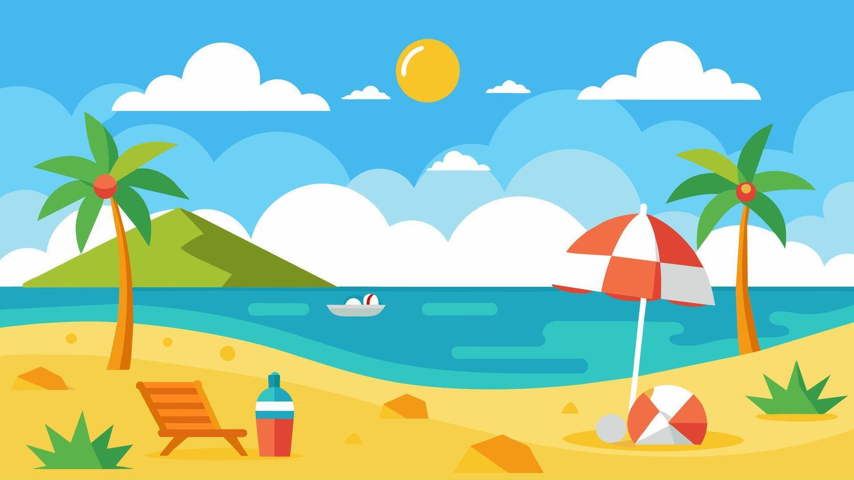 Summer beach scene banner design background vector