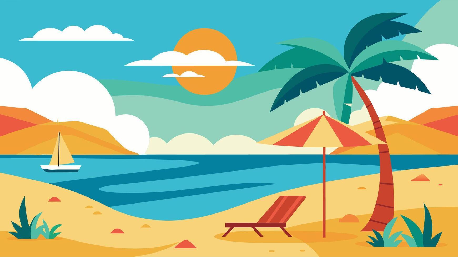 Summer beach scene banner design background vector