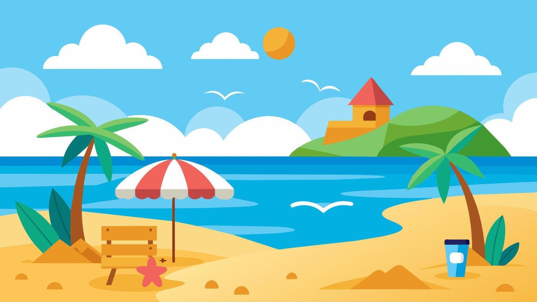Summer beach scene banner design background vector