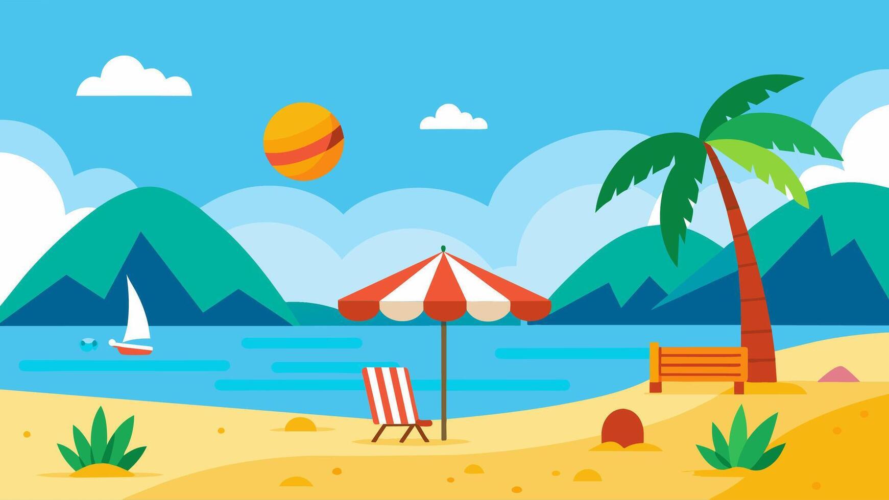 Summer beach scene banner design background vector