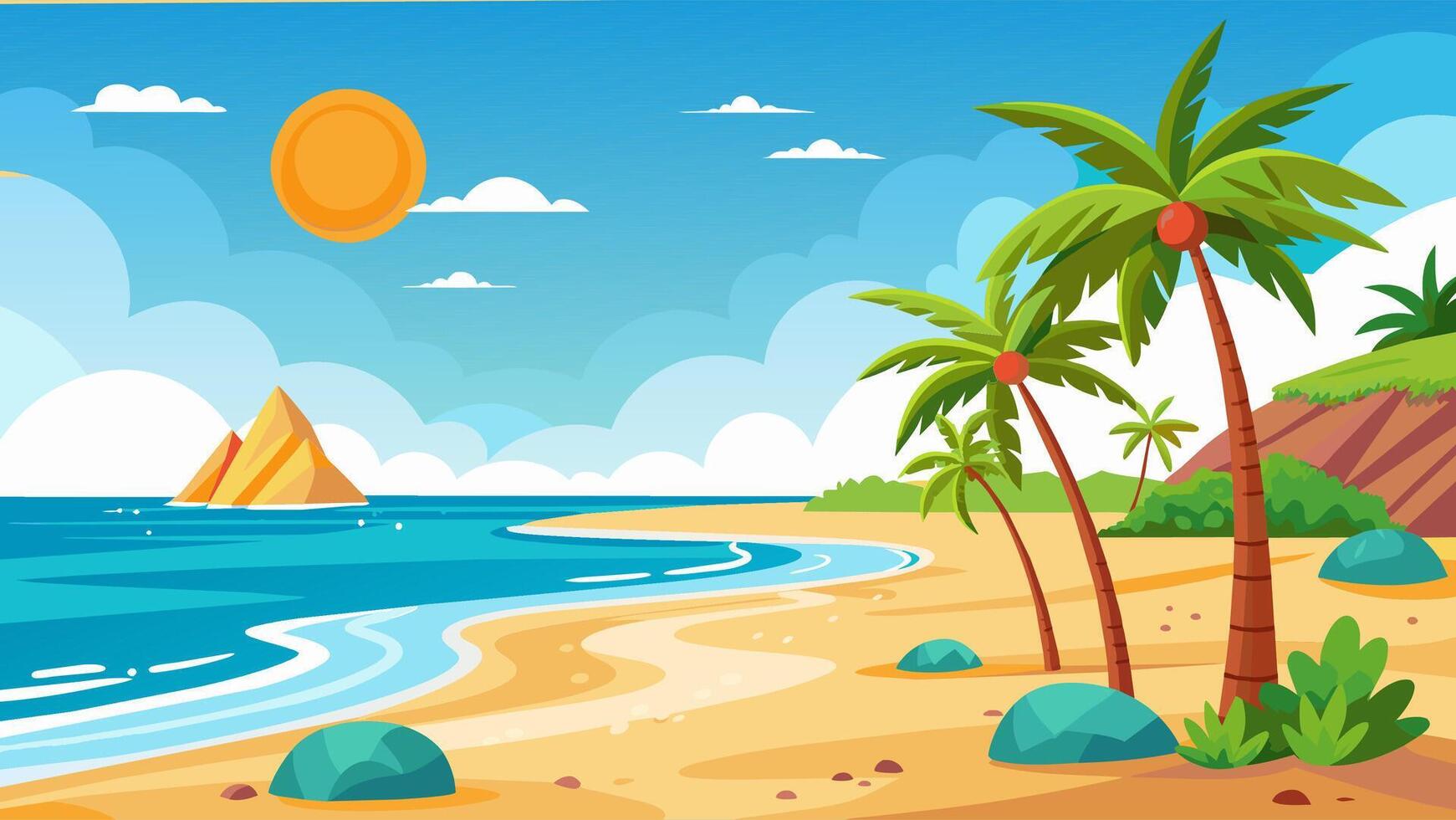 Summer beach scene banner design background vector