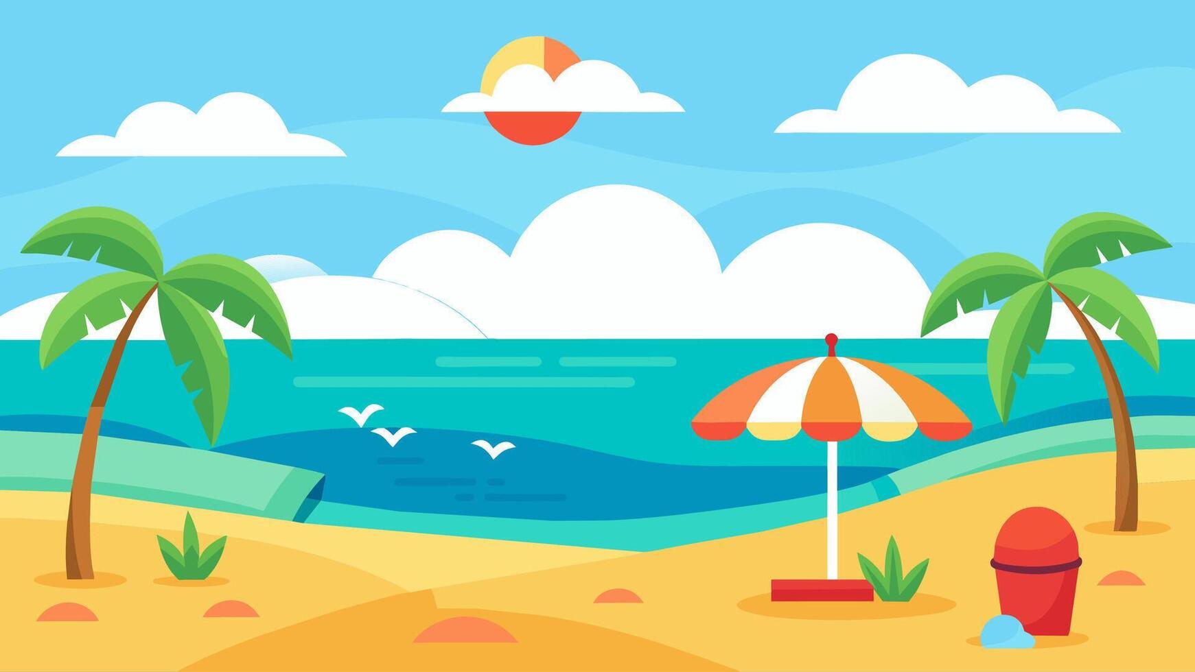 Summer beach scene banner design background vector