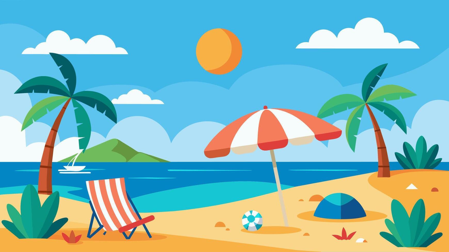 Summer beach scene banner design background vector