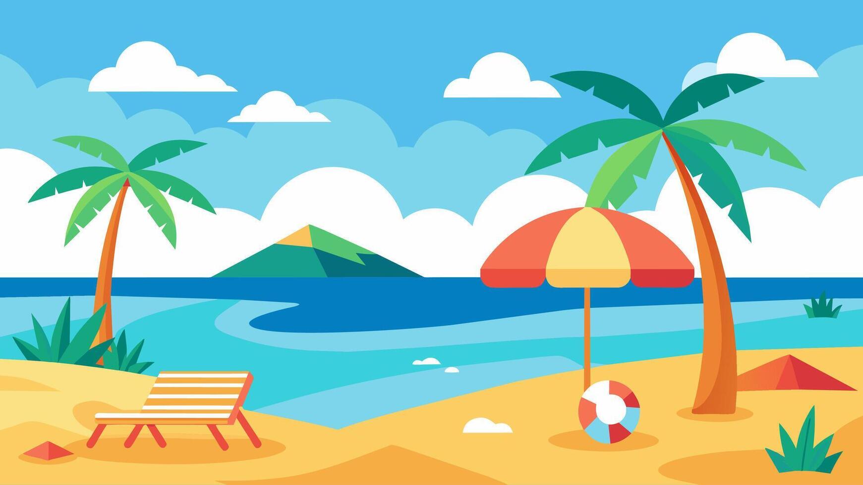 Summer beach scene banner design background vector