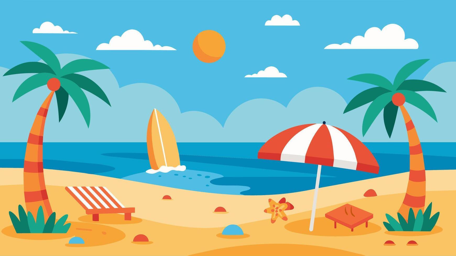 Summer beach scene banner design background vector