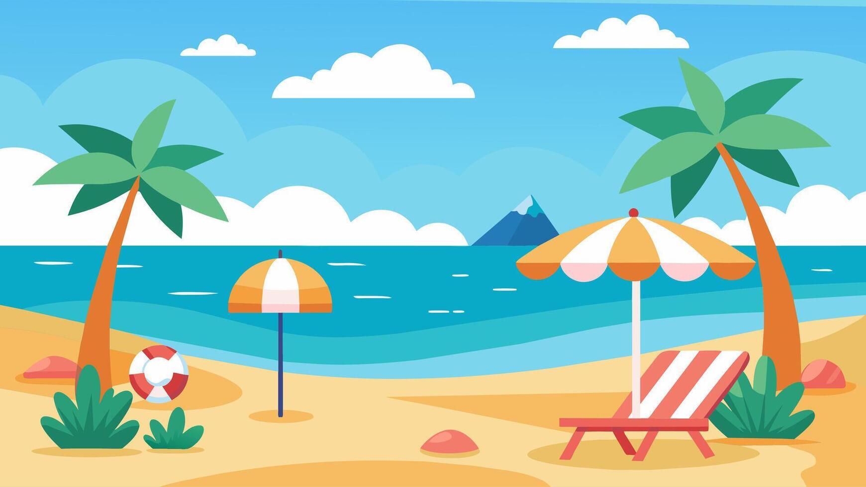 Summer beach scene banner design background vector