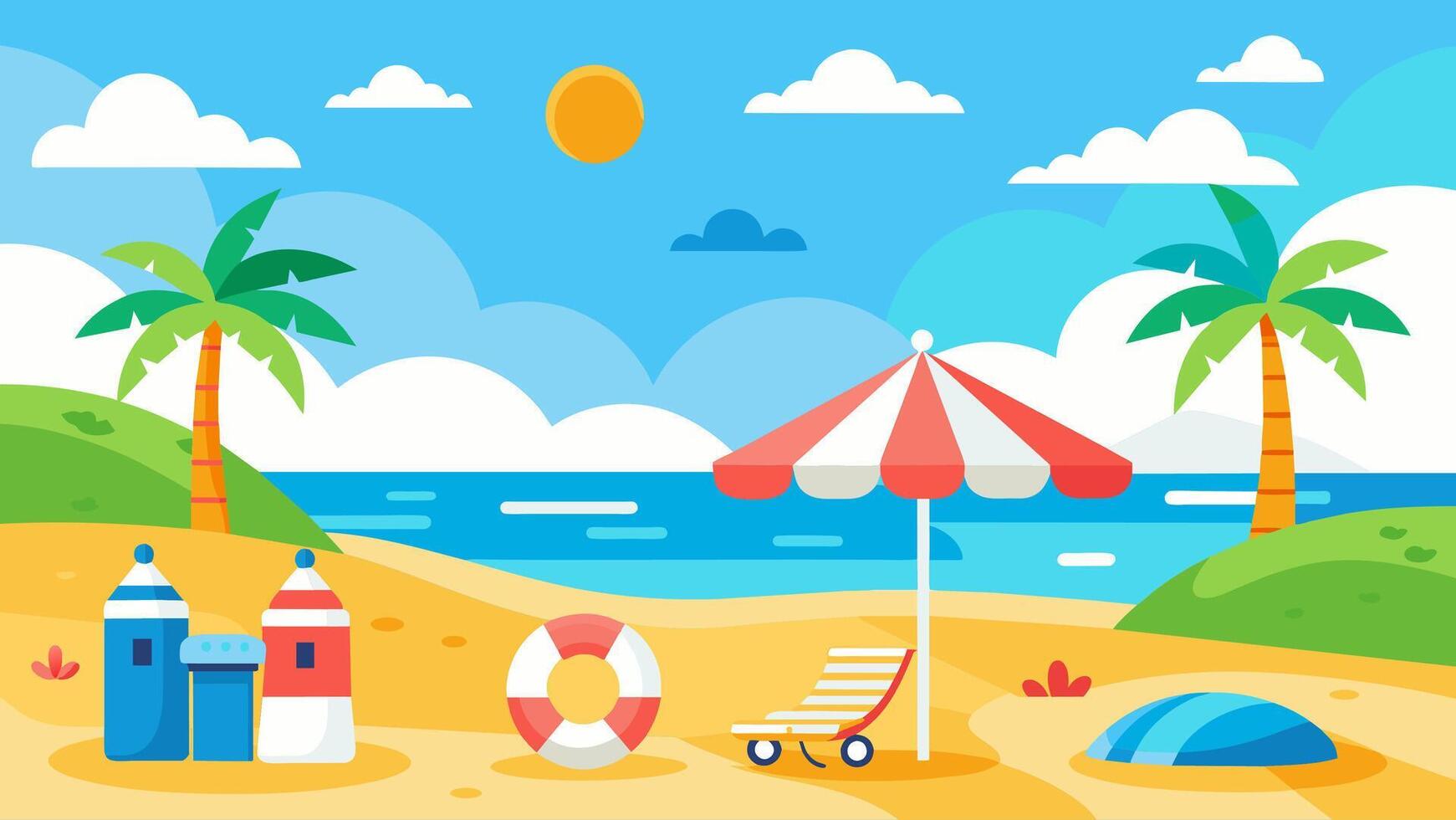 Summer beach scene banner design background vector