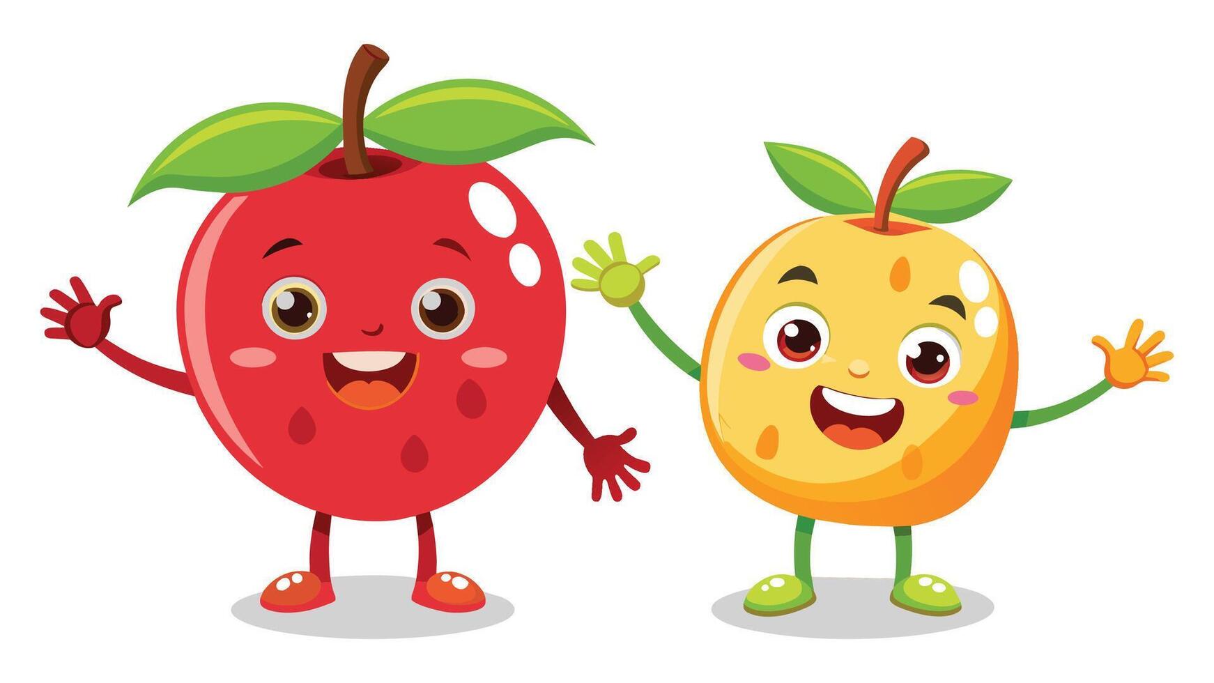 Big Set cute cartoon realistic fruits characters vector