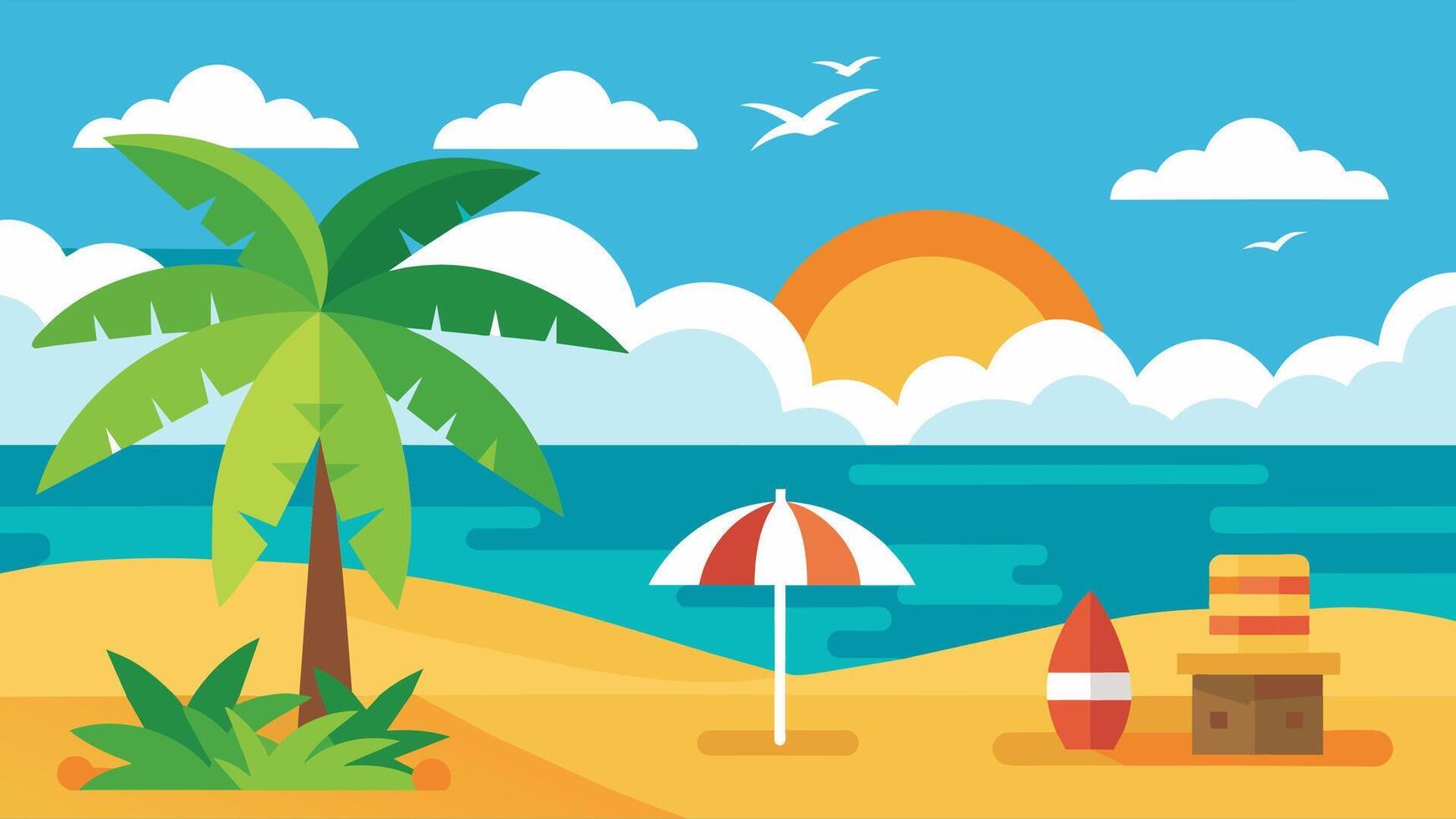Summer beach scene banner design background vector