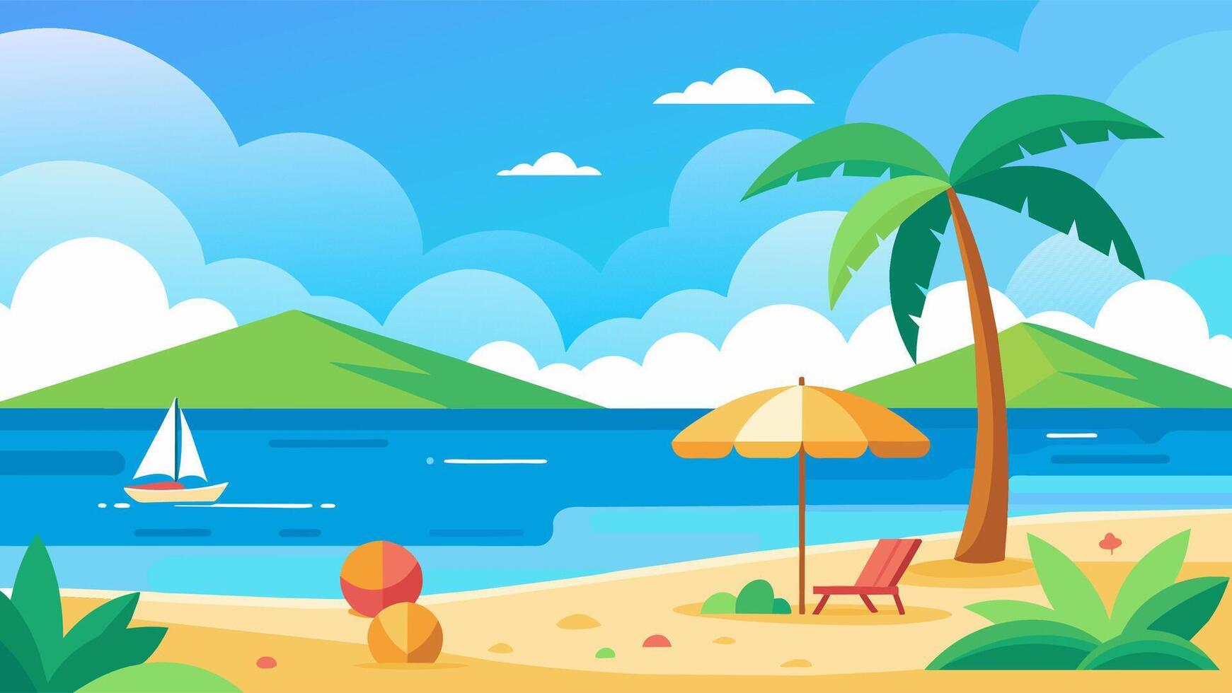Summer beach scene banner design background vector