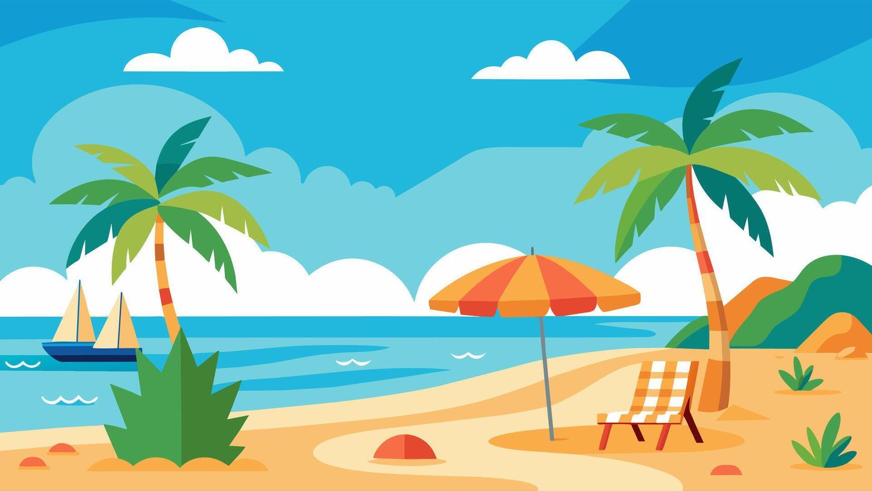 Summer beach scene banner design background vector