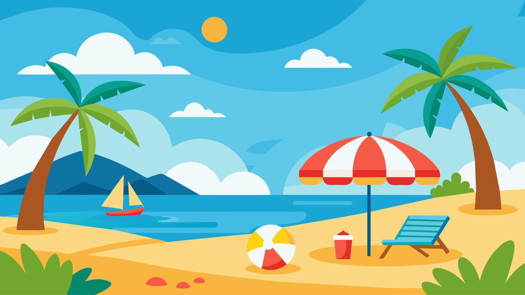 Summer beach scene banner design background vector