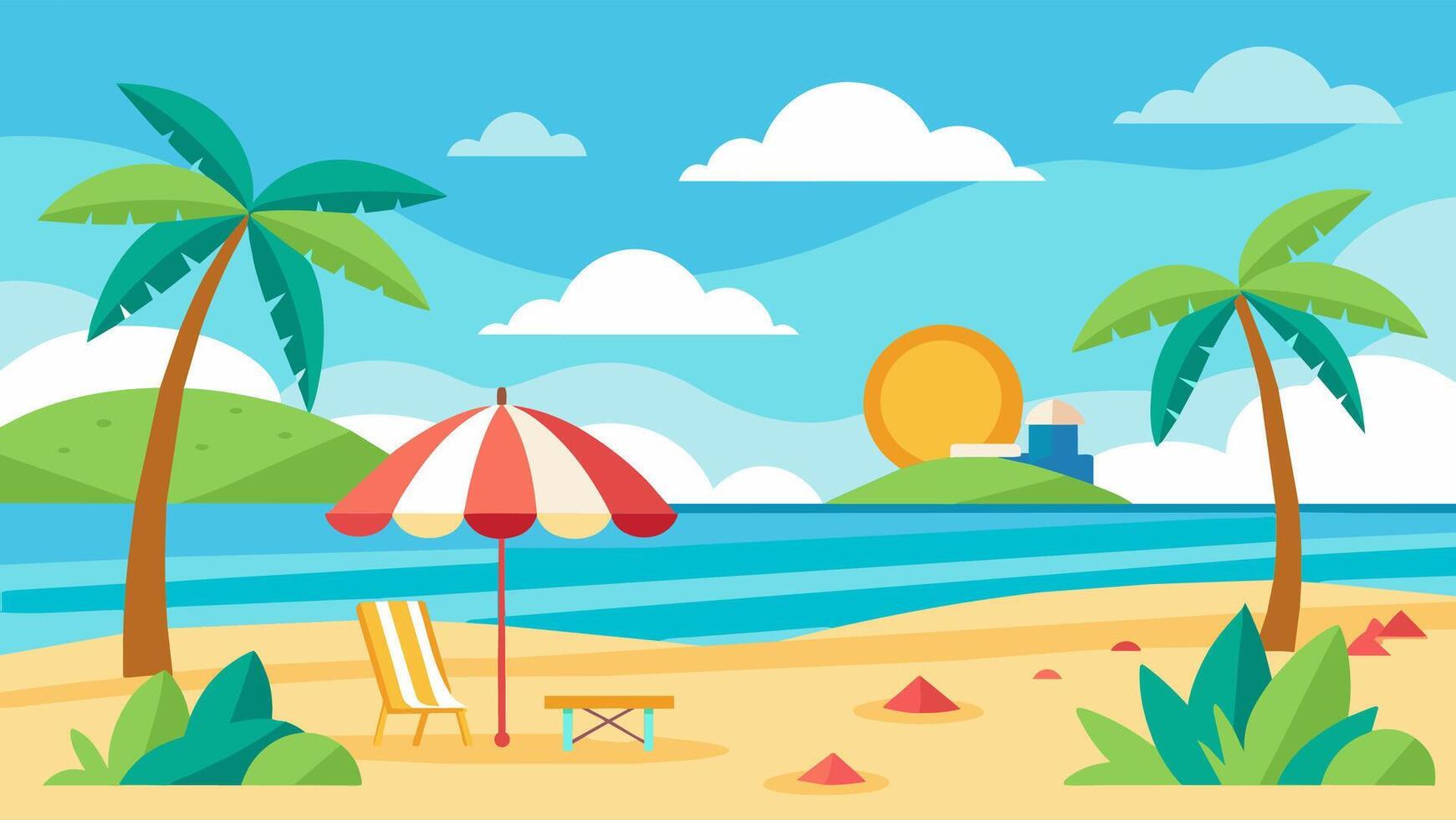 Summer beach scene banner design background vector