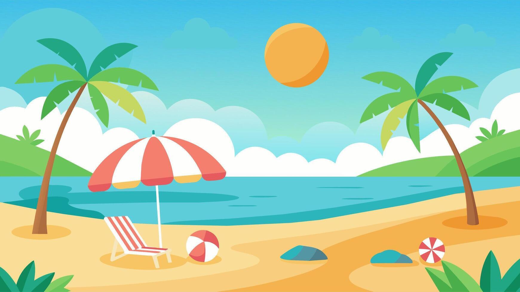 Summer beach scene banner design background vector