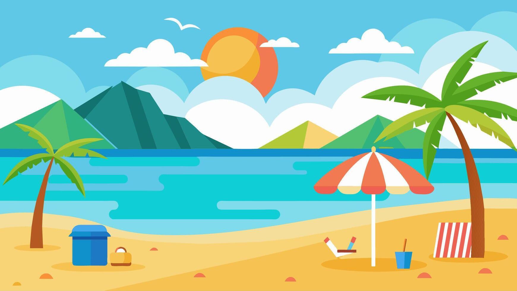 Summer beach scene banner design background vector