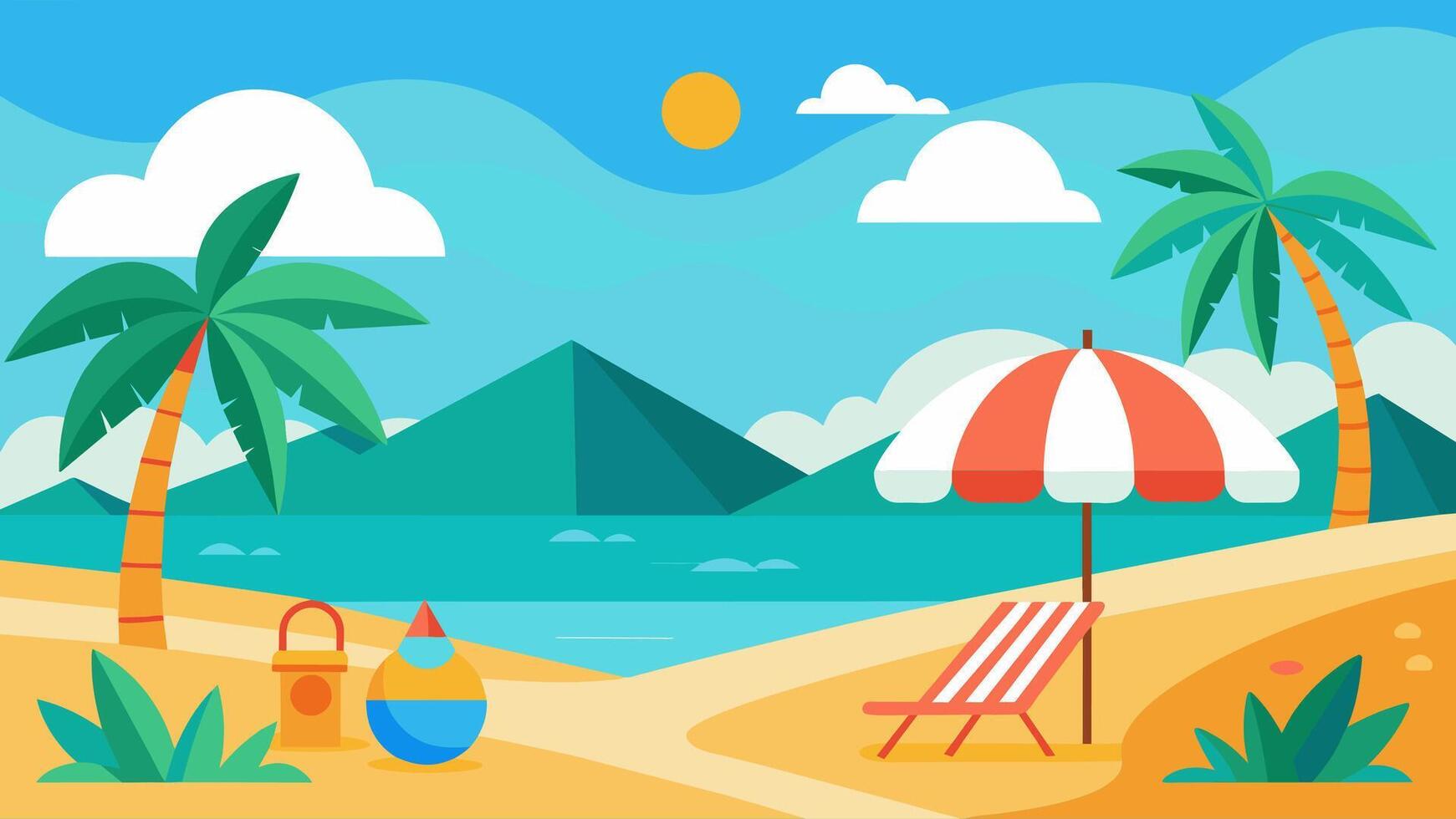 Summer beach scene banner design background vector