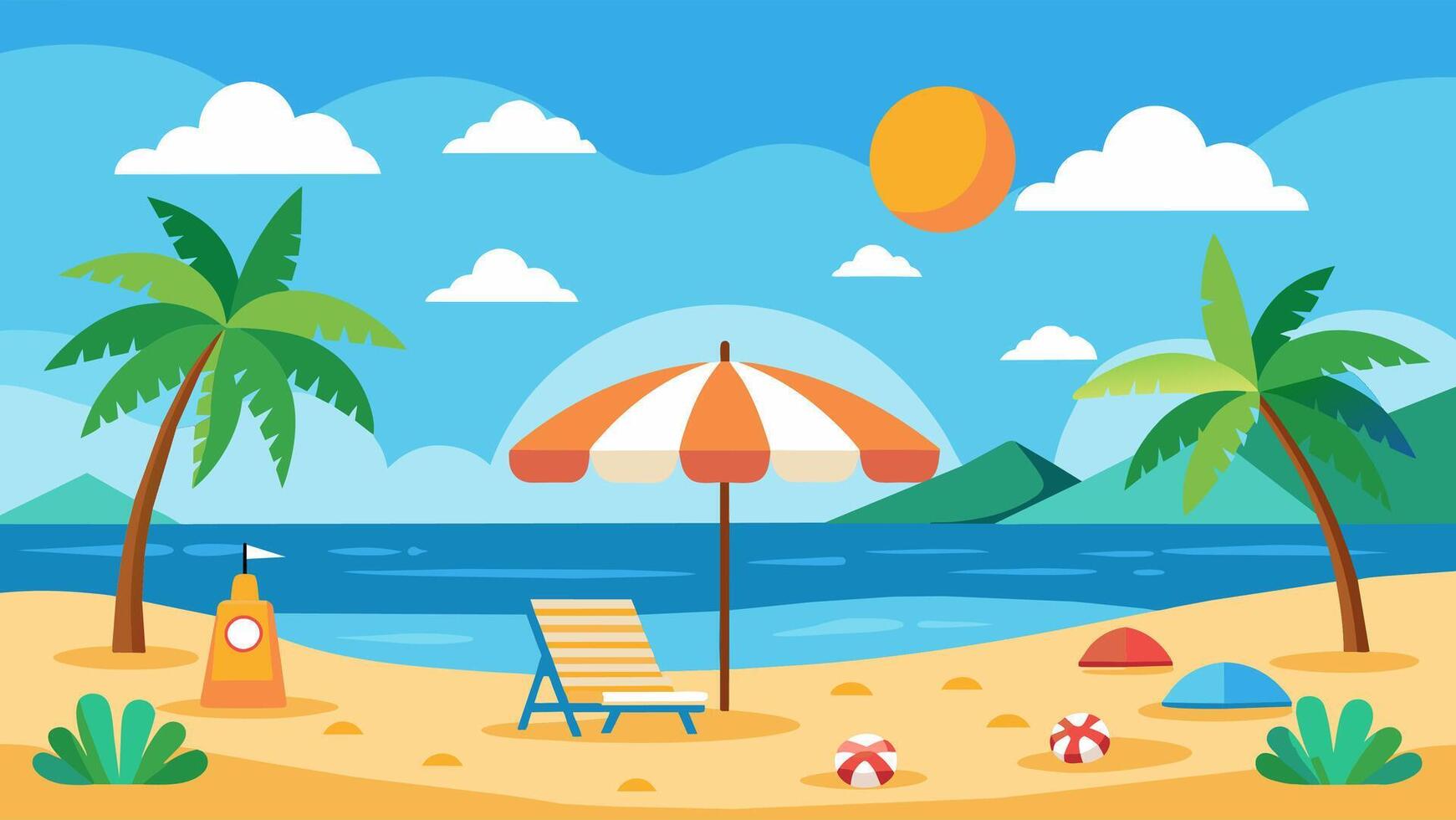 Summer beach scene banner design background vector