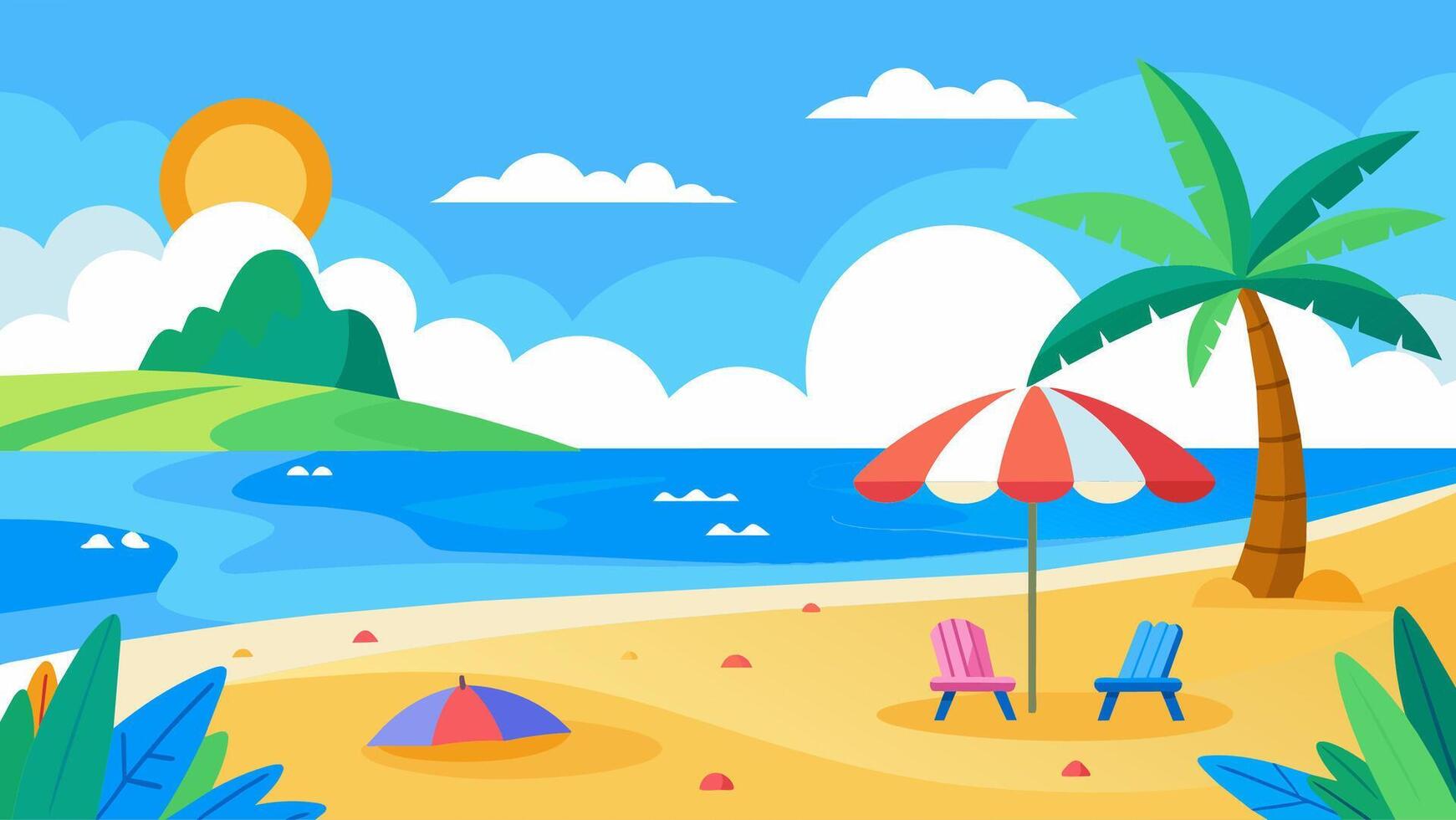 Summer beach scene banner design background vector