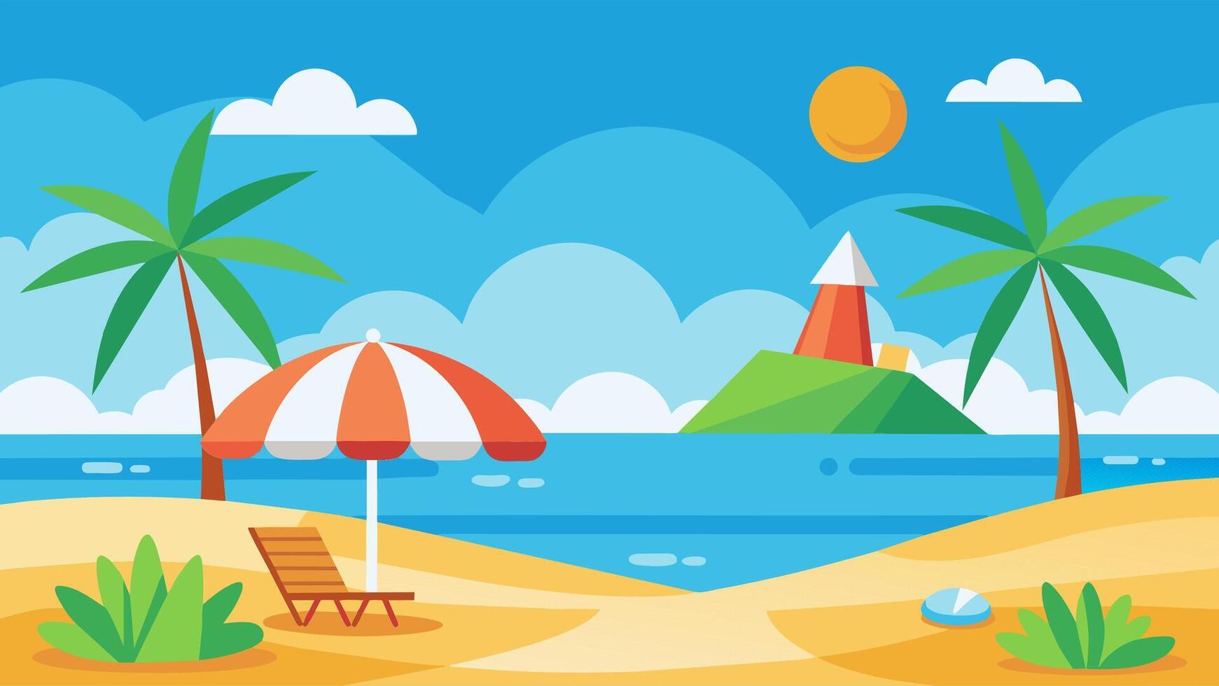Summer beach scene banner design background vector