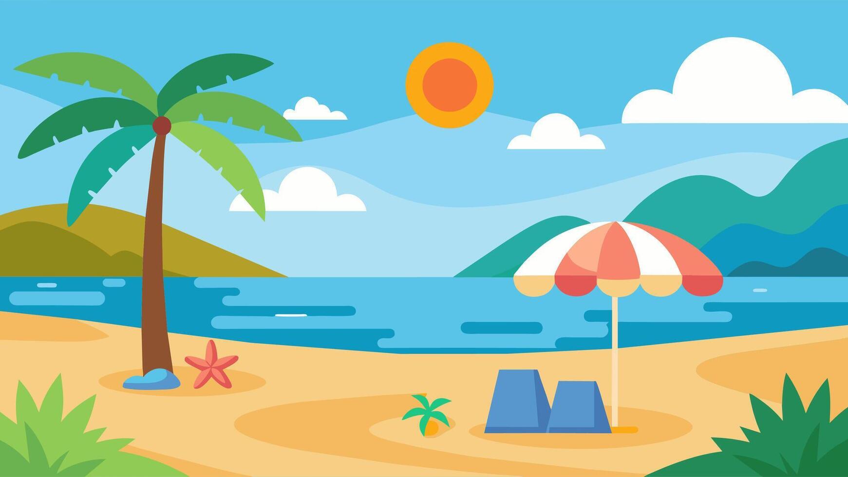 Summer beach scene banner design background vector