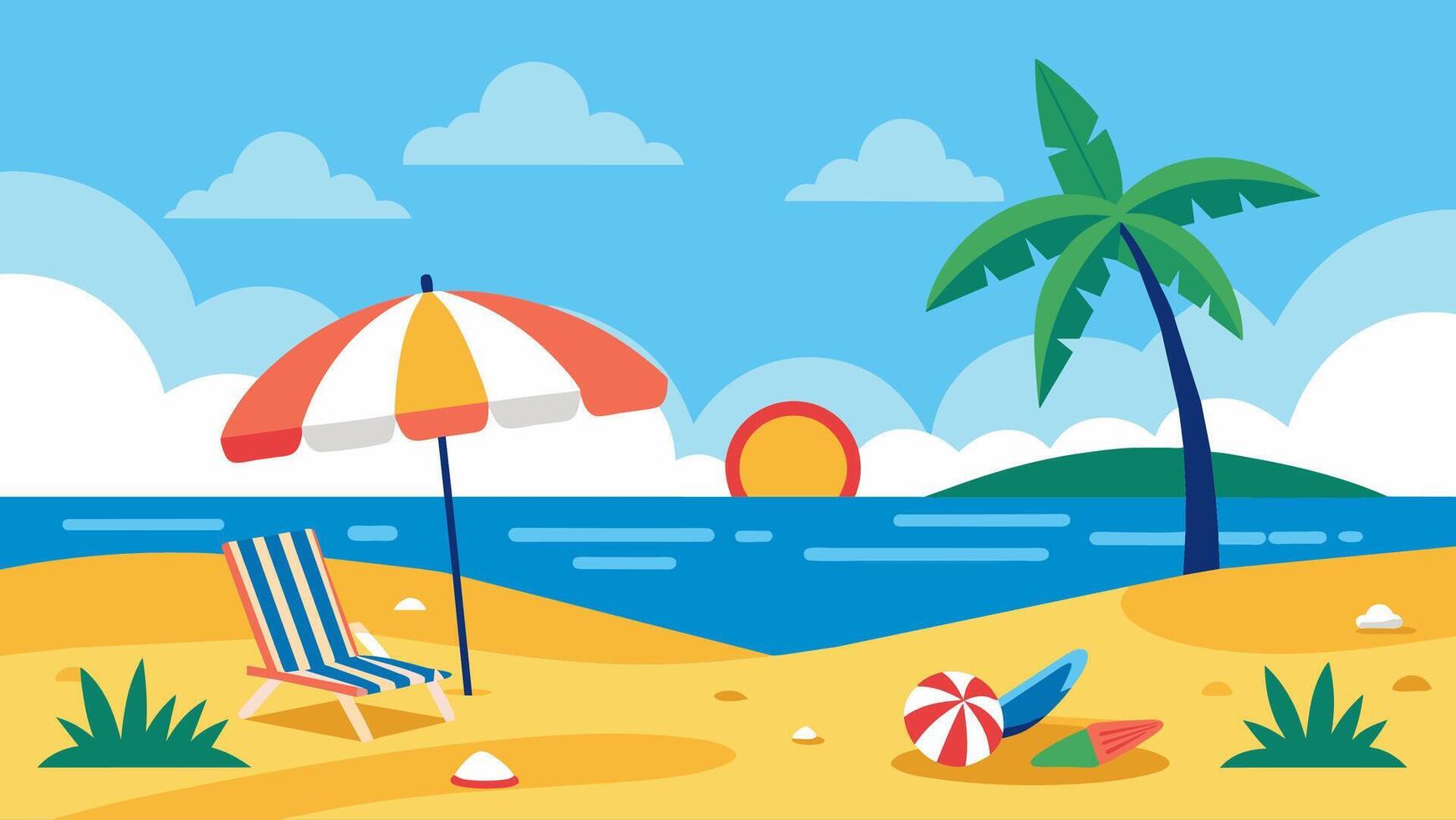Summer beach scene banner design background vector