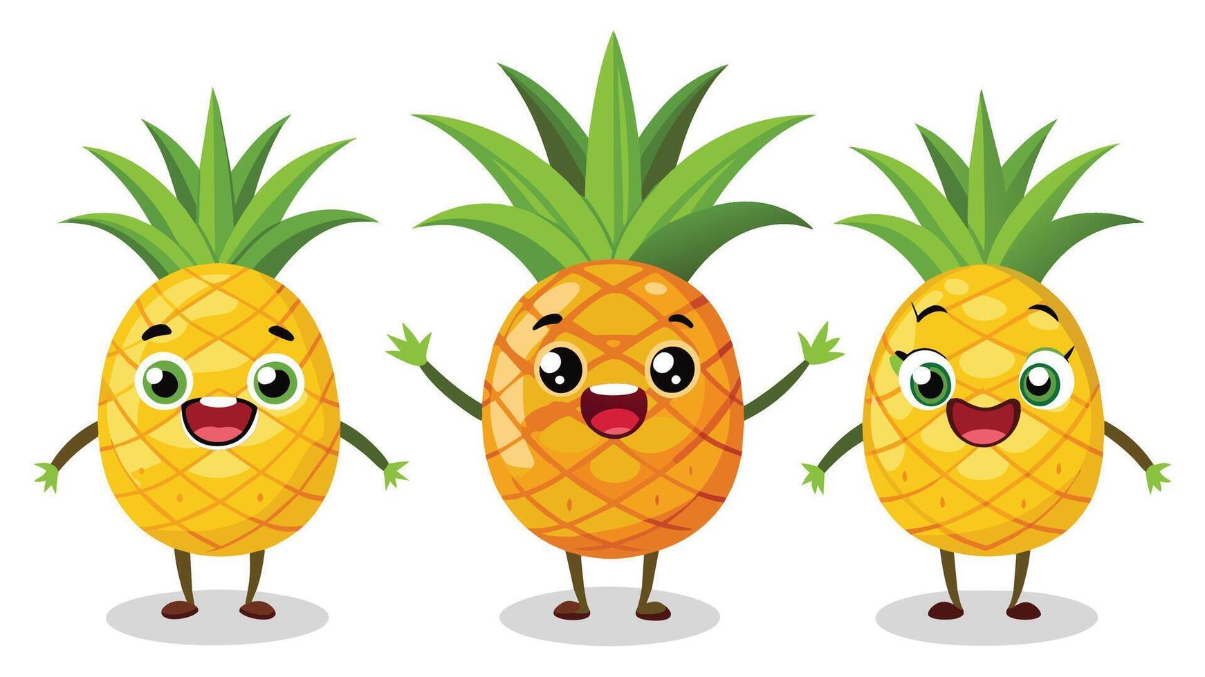 Big Set cute cartoon realistic fruits characters vector