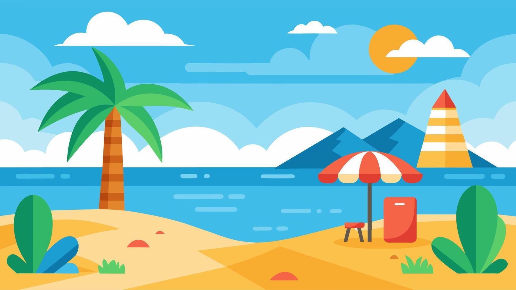 Summer beach scene banner design background vector