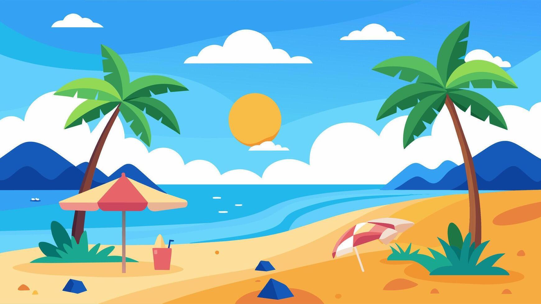 Summer beach scene banner design background vector