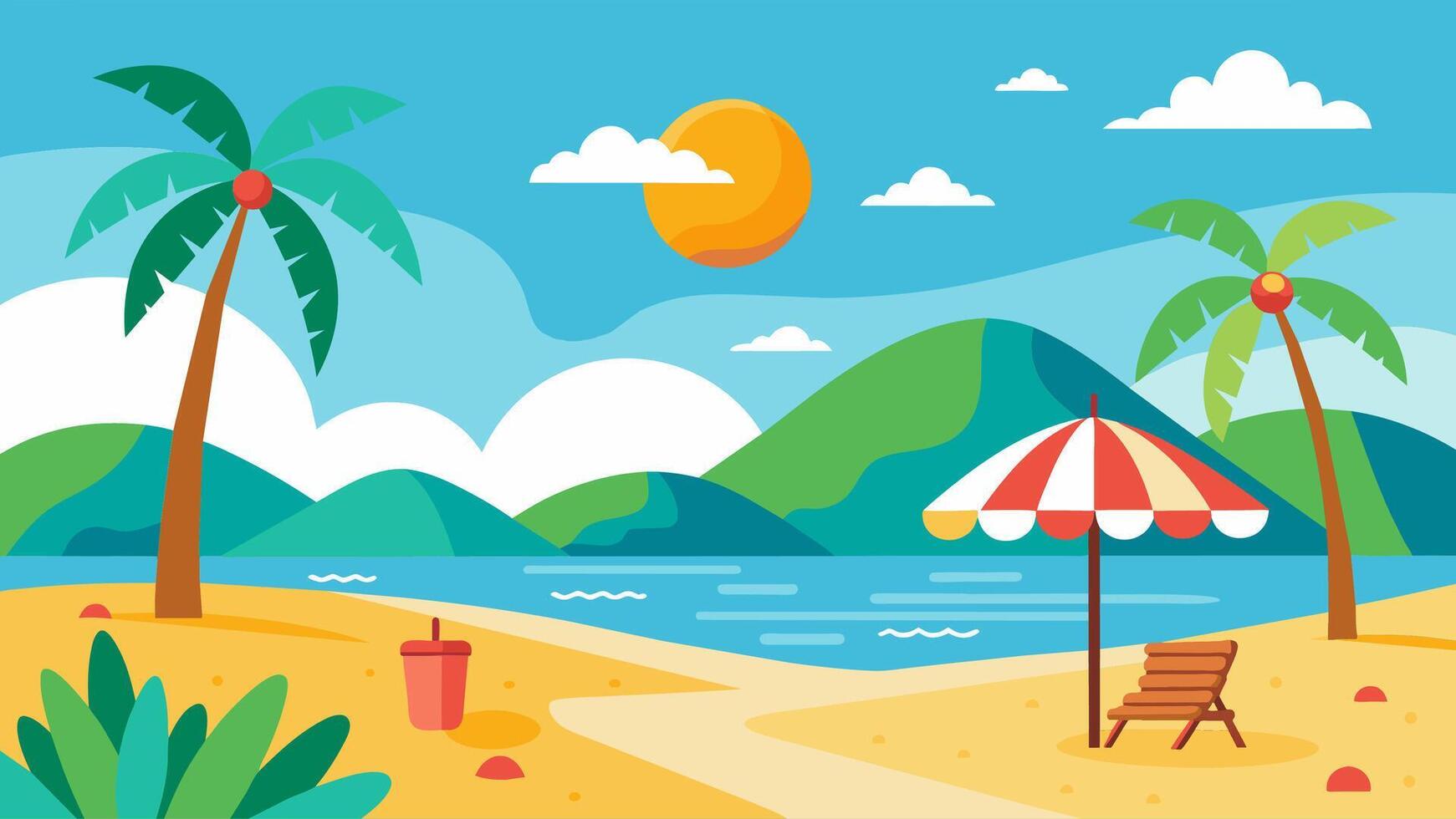Summer beach scene banner design background vector